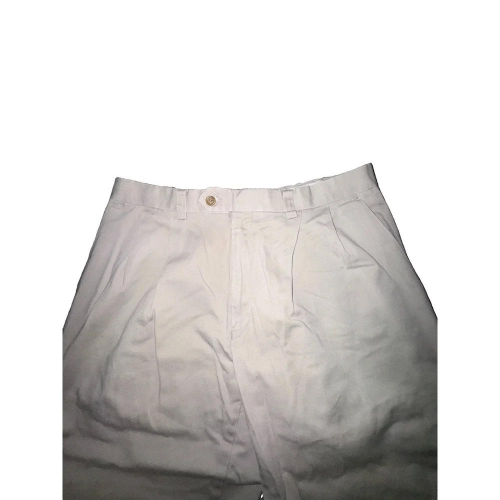 Lauren Ralph Lauren Dress Pants Mens 34x27 Cream Khaki Pleated Cuffed Cotton